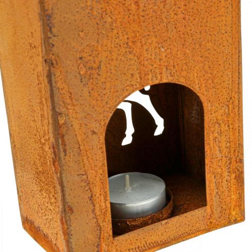 Floristik24 Suporte de luz de chá vela de veado pátina de natal 35x11cm