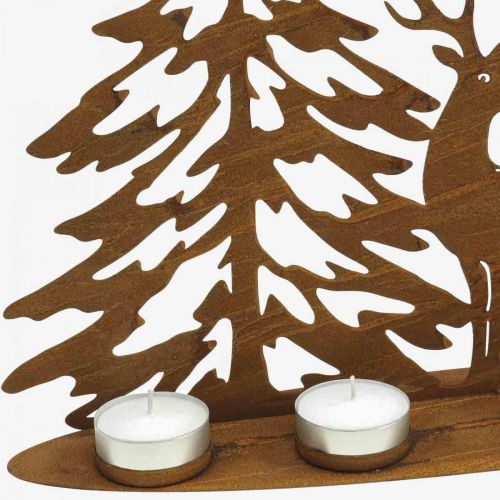 Floristik24 Castiçal decoração janela veado na floresta decoração ferrugem 50×40cm