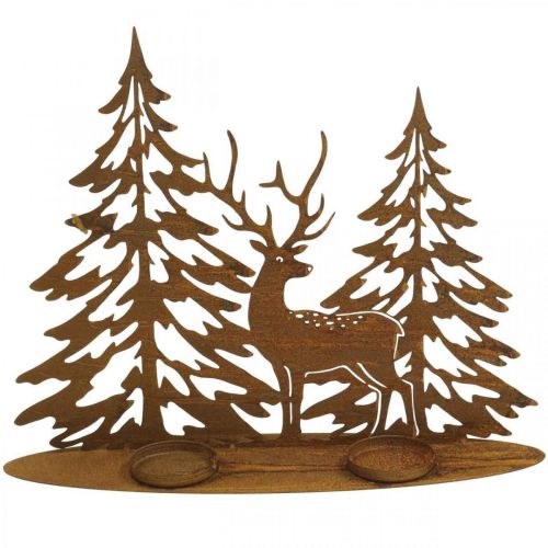 Floristik24 Castiçal decoração janela veado na floresta decoração ferrugem 38x30cm