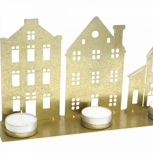 Itens Castiçal Luzes de Natal Decoração Casas Douradas 52×12cm