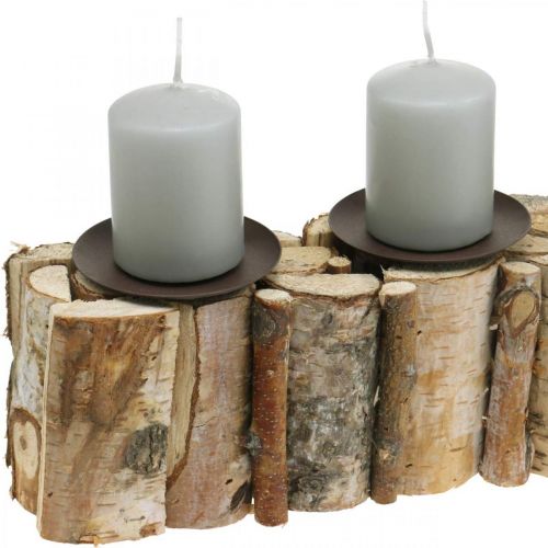 Floristik24 Decoração de mesa Advento bétula castiçal madeira 45×8cm H9cm