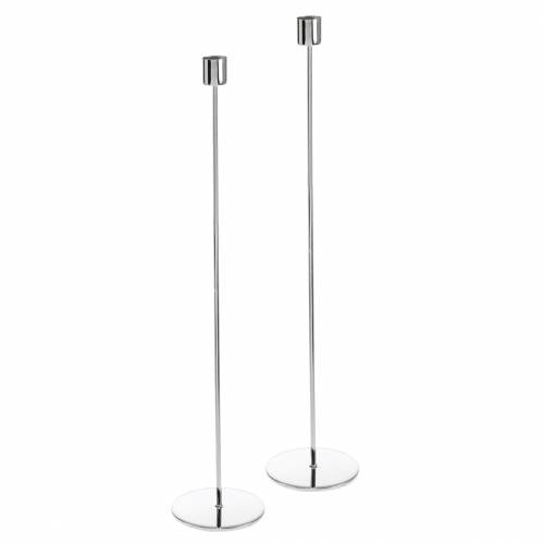 Floristik24 Castiçal de metal para velas prata Ø2.2cm H31cm 2pcs