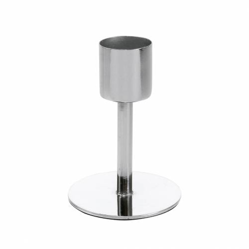 Floristik24 Conjunto de castiçal de metal para velas cônicas prata Ø2.2cm H7.3cm 4 peças