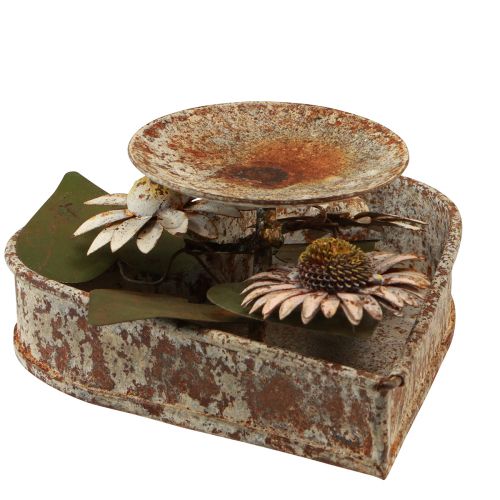 Itens Castiçal coração de metal com flores porta-velas vintage ferrugem 14×13cm