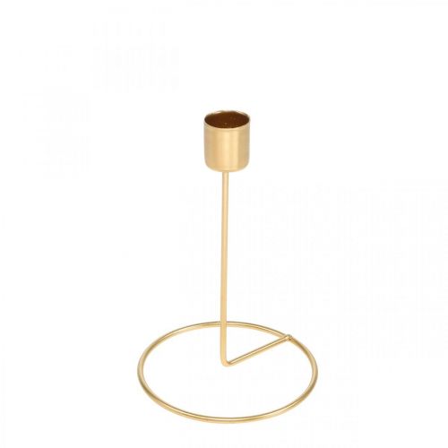 Floristik24 Castiçal dourado decoração de mesa em metal para vela vara Ø10cm Alt.15cm