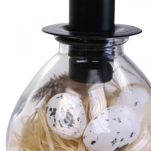 Floristik24 Castiçal Preto Castiçal Vidro Decoração de Páscoa Altura 11cm