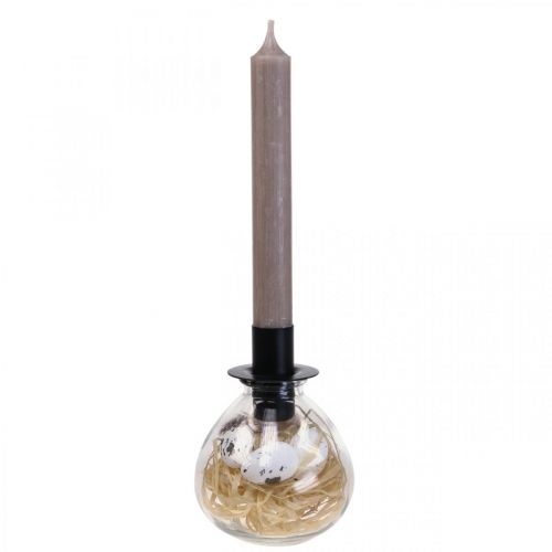 Floristik24 Castiçal Preto Castiçal Vidro Decoração de Páscoa Altura 11cm