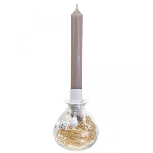 Floristik24 Castiçal Branco Castiçal Vidro Decoração de Páscoa Altura 11cm