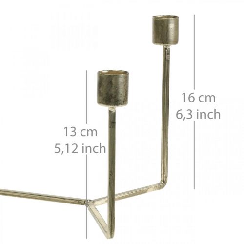 Itens Castiçal para bandeja de velas champanhe metal 37 × 17 × 18cm