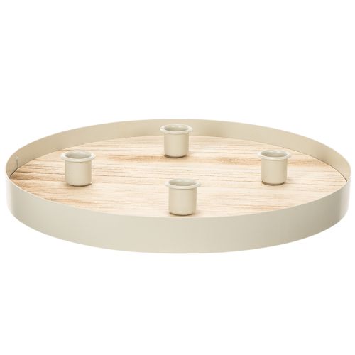 Bandeja redonda de madeira para quatro velas finas, 30 cm comprar | Floristik24.pt