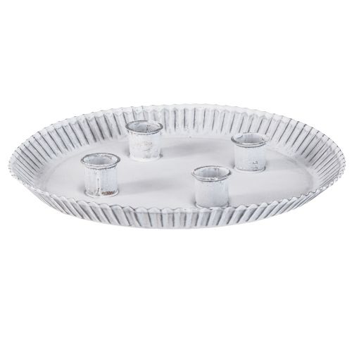 Floristik24 Forma para bolo prato de vela com 4 castiçais brancos Ø25cm