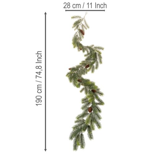 Ramo de pinheiro decorativo, guirlanda artificial para arranjos de inverno, 190 cm | Floristik24.pt