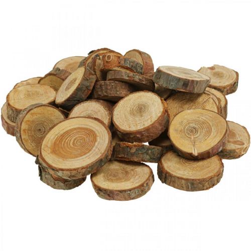 Floristik24 Discos de madeira deco granulado madeira de pinho redondo Ø2–3cm 500g