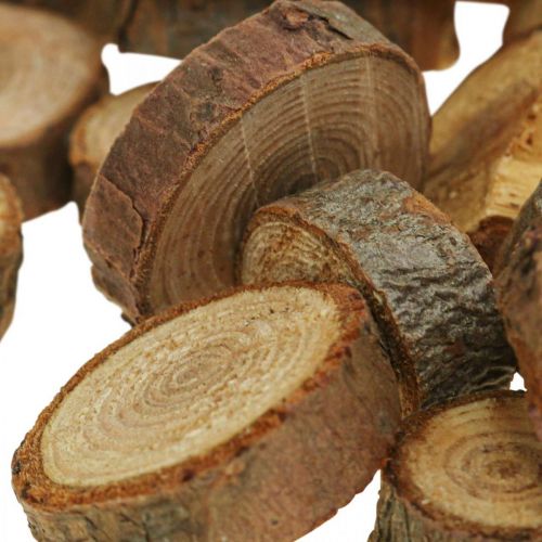 Floristik24 Discos de madeira deco granulado madeira de pinho redondo Ø3-4cm 500g