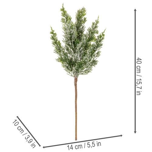 Ramo de pinheiro artificial coberto de neve para arranjos florais e decoração de Advento, 40 cm, 3 peças | Floristik24.pt