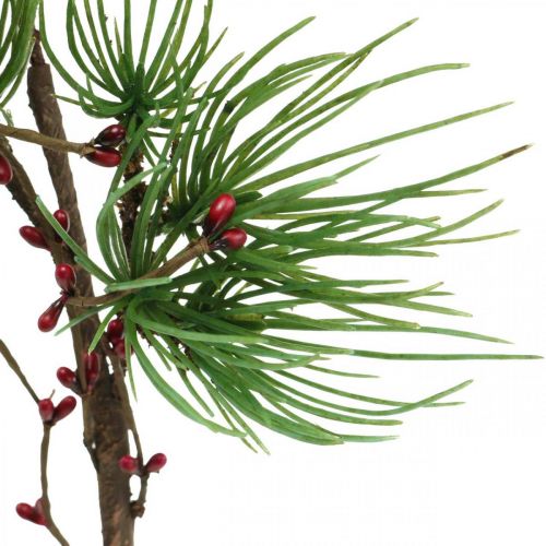 Floristik24 Ramo decorativo Ramo artificial de pinho com bagas verdes, vermelhas 58cm
