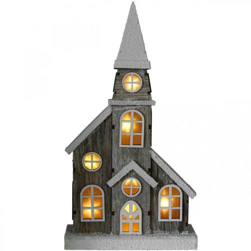 Floristik24 Casa de luz igreja de madeira igreja de natal igreja de madeira H45cm