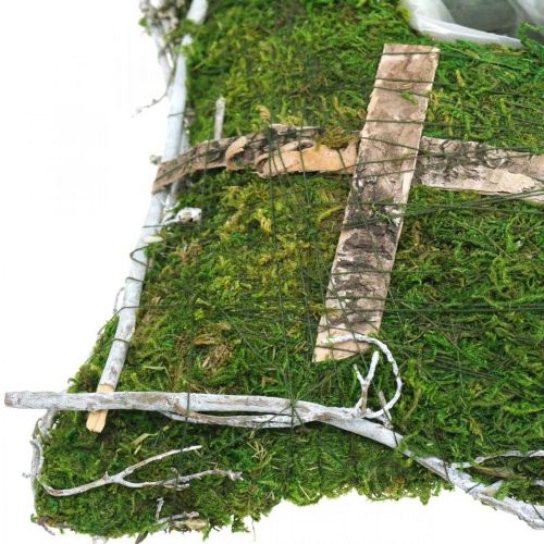 Itens Almofada de musgo e cipós com cruz para sepultura 25x25cm