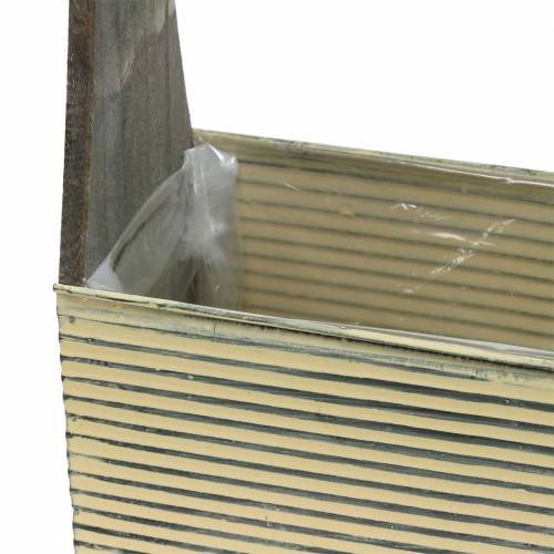 Itens Plantador com cabo creme, metal cinza madeira lavada branco 30 × 12,5cm / 28 × 12cm conjunto de 2