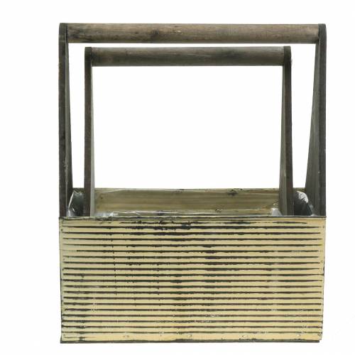 Floristik24 Plantador com cabo creme, metal cinza madeira lavada branco 30 × 12,5cm / 28 × 12cm conjunto de 2