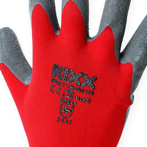 Itens Luvas de jardim de nylon Kixx tamanho 11 vermelho, cinza