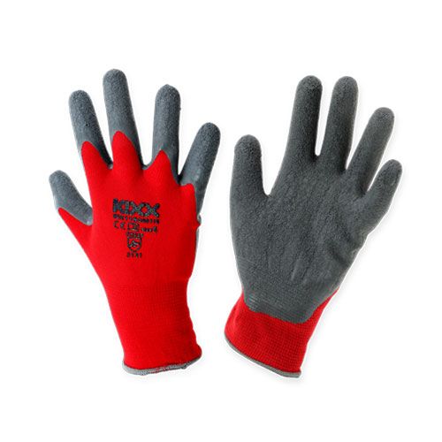 Itens Luvas de jardim de nylon Kixx tamanho 8 vermelho, cinza