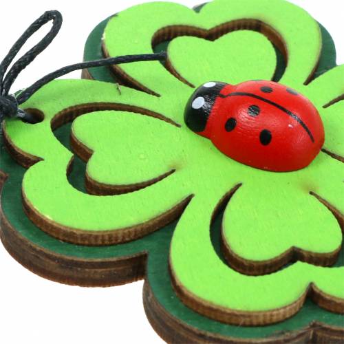 Itens Folha de trevo com besouro para pendurar verde 7cm 6 un