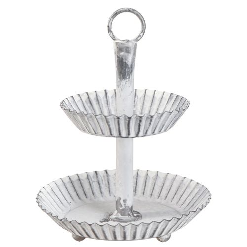 Floristik24 Suporte para bolo Shabby Chic metal branco 2 andares Ø16,5cm