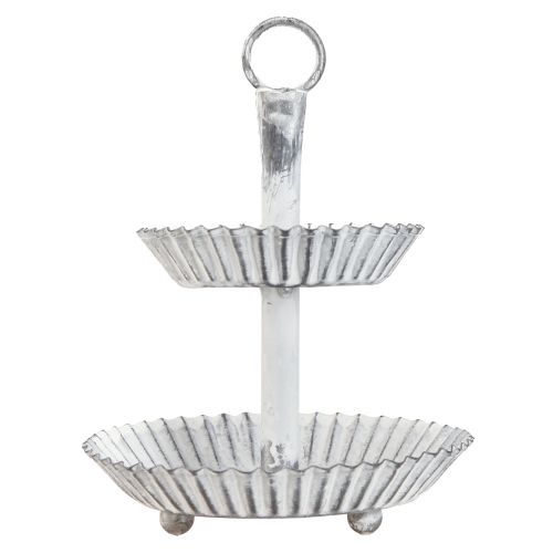Floristik24 Suporte para bolo Shabby Chic metal branco 2 andares Ø16,5cm