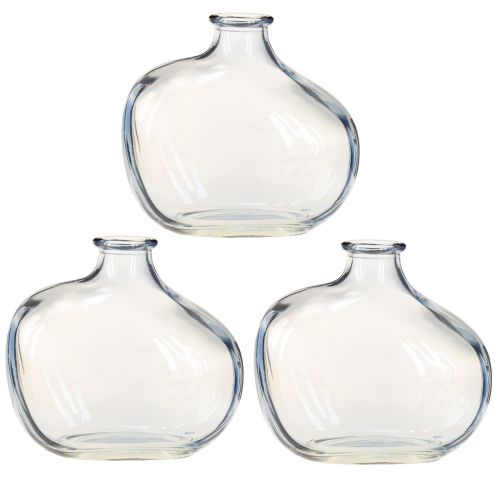 Itens Vaso de vidro pequeno transparente moderno mini vaso de vidro azul 11×6×10cm 3 peças