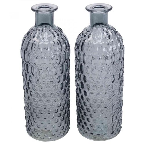 Floristik24 Vaso de vidro pequeno vaso favo de mel vidro azul cinza H20cm 6 pçs