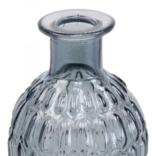 Itens Vaso de vidro pequeno vaso favo de mel vidro azul cinza H20cm 6 pçs