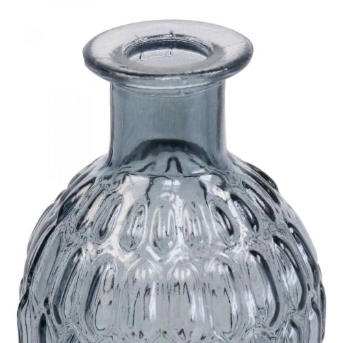 Floristik24 Vaso de vidro pequeno vaso favo de mel vidro azul cinza H20cm 6 pçs