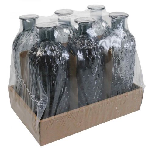 Floristik24 Vaso de vidro pequeno vaso favo de mel vidro azul cinza H20cm 6 pçs