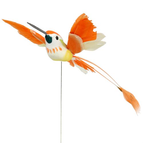 Floristik24 Beija-flor no fio para furar rosa, laranja 17cm 6pcs