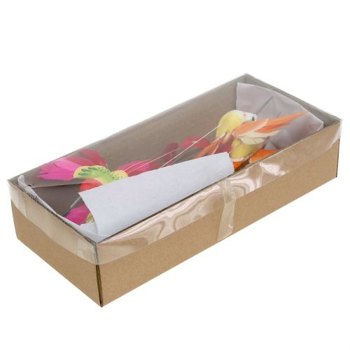 Floristik24 Beija-flor no fio para furar rosa, laranja 17cm 6pcs