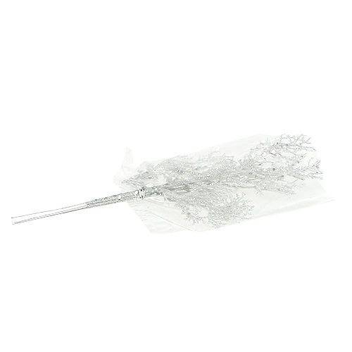 Floristik24 Filial de coral com mica branca L32cm 3 unidades