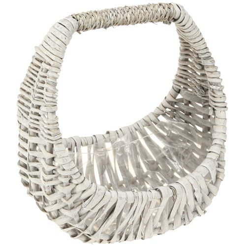 Itens Cesto com alça, cesto de vime, cinza lavado, H43/34/27cm, conjunto de 3