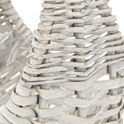 Itens Cesto com alça, cesto de vime, cinza lavado, H43/34/27cm, conjunto de 3