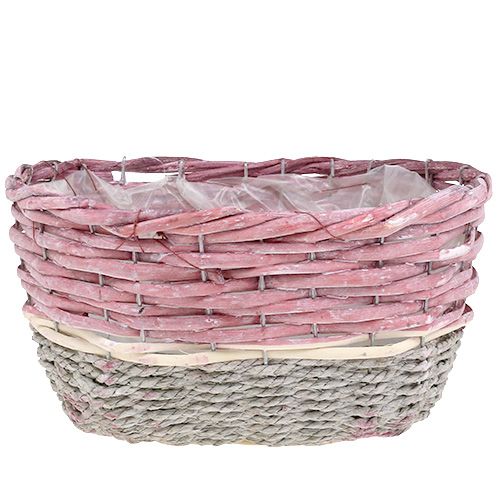 Floristik24 Conjunto de cesta oval de 3 rosa, natural