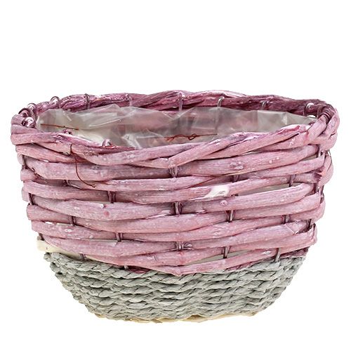 Floristik24 Conjunto cesto redondo de 3 Ø14cm - 24cm rosa, natural