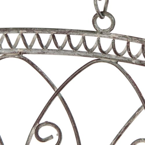 Floristik24 Cesta suspensa de metal para flores com aparência antiga Ø25cm H56cm