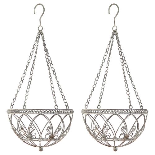 Floristik24 Cesta suspensa de metal para flores com aparência antiga Ø25cm H56cm