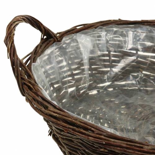 Floristik24 Cesta grande com alças plantador de salgueiro marrom Ø40cm Alt.13cm