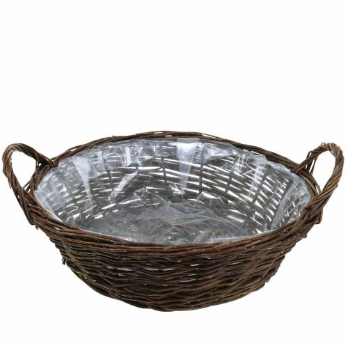 Floristik24 Cesta grande com alças plantador de salgueiro marrom Ø40cm Alt.13cm