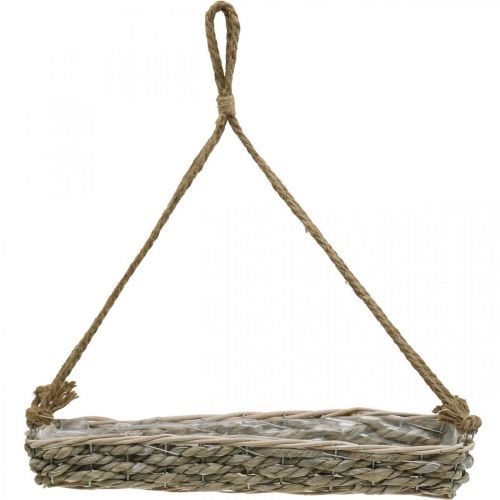 Itens Cesto para pendurar, cesto suspenso, plantador trançado cor natural, branco lavado L43,5cm