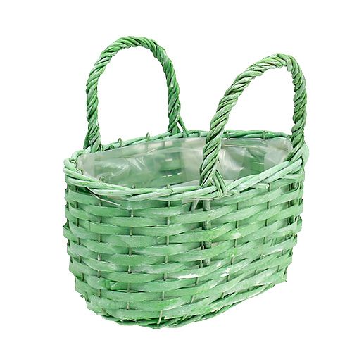 Floristik24 Cesto de plantação verde oval 25cm x 17cm Alt.14,5cm