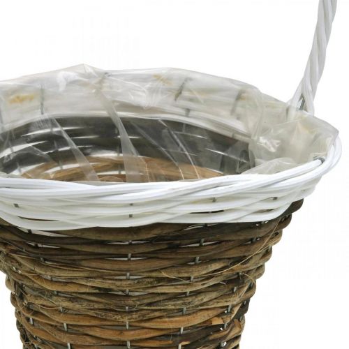 Itens Cesta de alça, cesta natural para plantio, cesta de flores redonda natural, branco H49cm Ø23,5cm