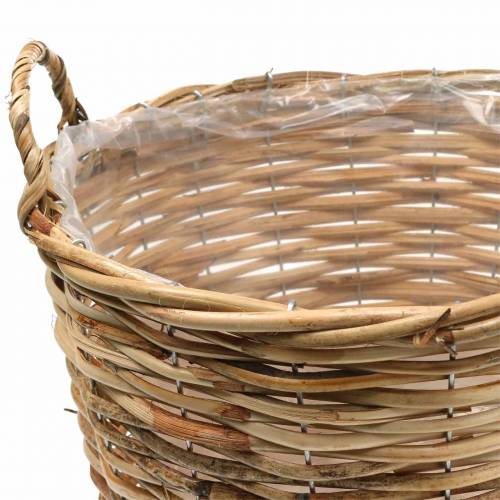 Floristik24 Cesto de vime com alças castanhas Ø48 / 43/37 / 33cm conjunto de 4 floreiras decorativas