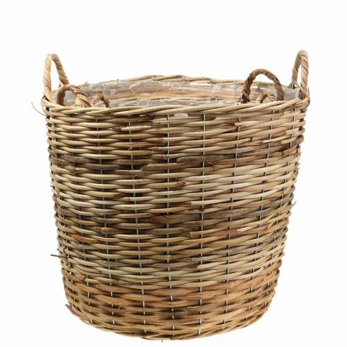 Floristik24 Cesto de vime com alças castanhas Ø48 / 43/37 / 33cm conjunto de 4 floreiras decorativas
